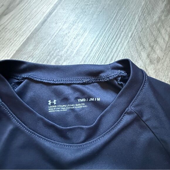 Under Armour Navy Blue Camo Shirt Youth Medium Loose Fit - Picture 3 of 9